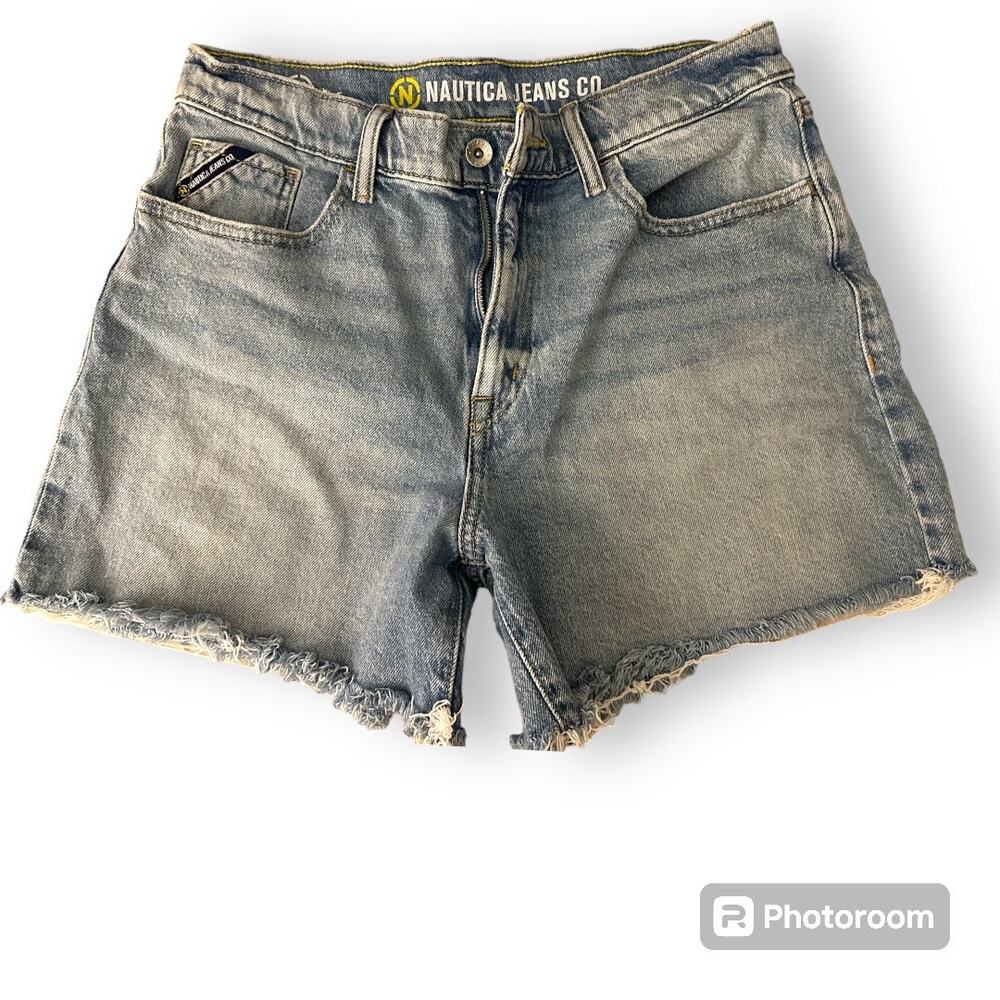 Nautica High Waist Denim Shorts Size 28 Raw Hem 90s Vintage Slouchy